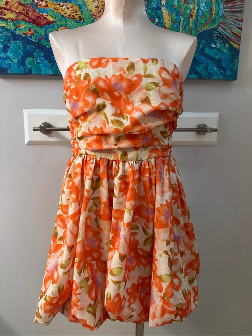 Hello Molly Everlasting Devotion Strapless Bubble Mini Dress Orange sz.M